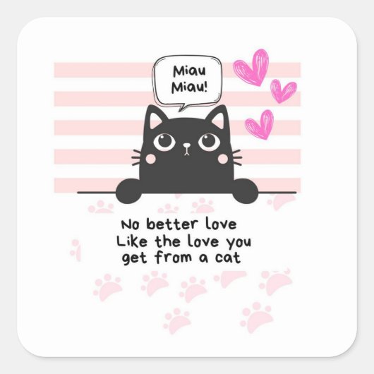 Kat Vierkante Sticker (Voorkant)