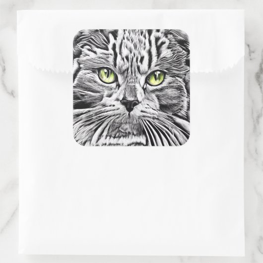 Kat Vierkante Sticker (Tas)