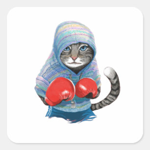 Kat Vierkante Sticker
