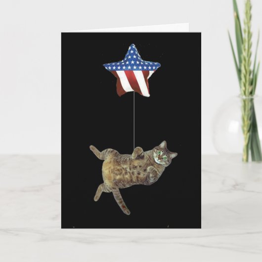 Kat viert feest op 4 juli kaart (Voorkant)