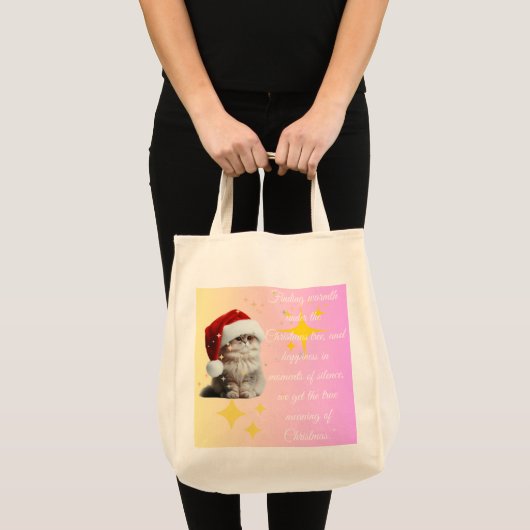 Kat viert Kerstmis Tote Bag (Voorkant (product))