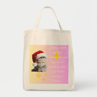 Kat viert Kerstmis Tote Bag