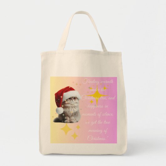Kat viert Kerstmis Tote Bag (Voorkant)