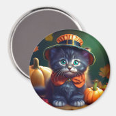 Kat viert Thanksgiving Magneet (Voorkant / Achterkant)