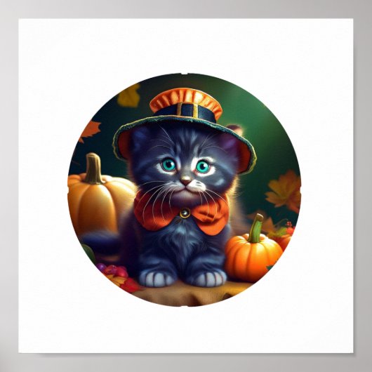 Kat viert Thanksgiving Poster (Voorkant)