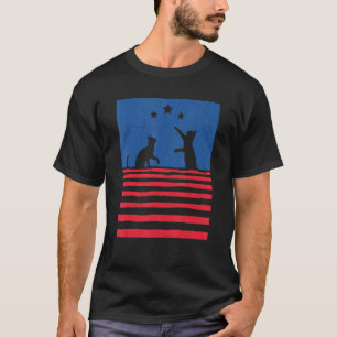 Kat Vintage Amerikaanse Vlag 4 juli_2 T-shirt