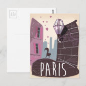 Kat vintage reisposter Parijs. Briefkaart (Voorkant / Achterkant)