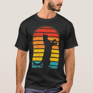 Kat Vintage Retro Zonsondergang Schattige Kitty Si T-shirt