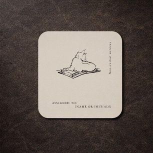 Kat Vintage Wetenschappelijke Kunst   Donkere Acad Vierkante Sticker