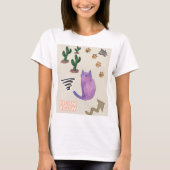 Kat Vis Cactus Meow Paws T-shirt (Voorkant)