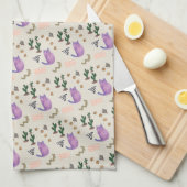 Kat Vis Miauw Paws Cactus Keuken Handdoek (Quarter Fold)
