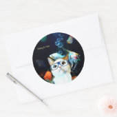 Kat Vis Sushi Humor Funny Fantasy Ronde Sticker (Envelop)