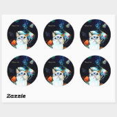 Kat Vis Sushi Humor Funny Fantasy Ronde Sticker (Vel)