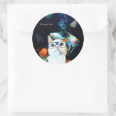 Kat Vis Sushi Humor Funny Fantasy Ronde Sticker (Tas)