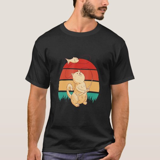 Kat Vist een vis op zonsondergang T-shirt (Voorkant)