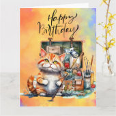 Kat Vist liefhebbers waterverf Kaart (Gele Bloem)