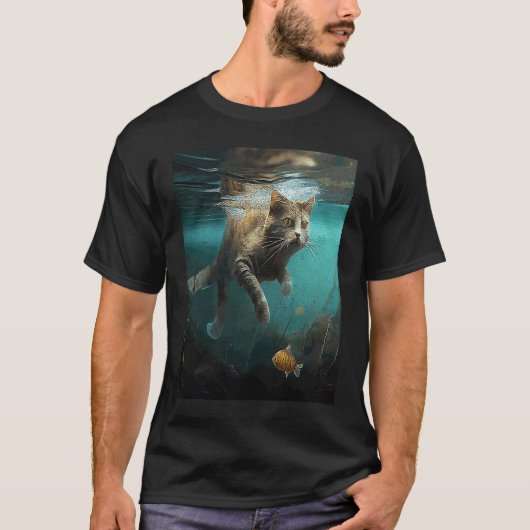 Kat Vist Onder Water T-shirt (Voorkant)
