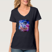 Kat Vliegen Een Pizza Astronaut Grappige Kitten Ru T-shirt (Voorkant)