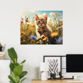 *~* Kat Vlinder Bloemen 5:4 Kitten Cat AP68 Poster (Thuiskantoor)