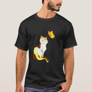 Kat Vlinder Zonneschijn Schattig Japanse Kersenblo T-shirt