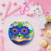 Kat Vloeibare ogen Papieren Bordje (Feest)