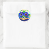 Kat Vloeibare ogen Ronde Sticker (Tas)