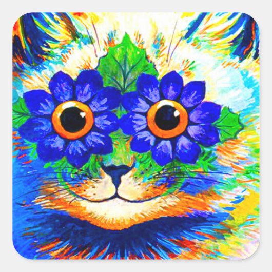 Kat Vloeibare ogen Vierkante Sticker (Voorkant)