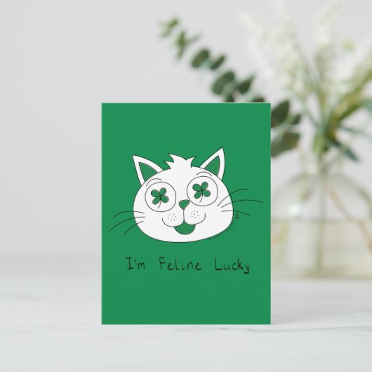 Kat voelt zich gelukkig St. Patrick's Day Briefkaart (Staand voorkant)