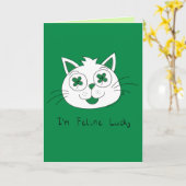 Kat voelt zich gelukkig St. Patrick's Day Kaart (Gele Bloem)