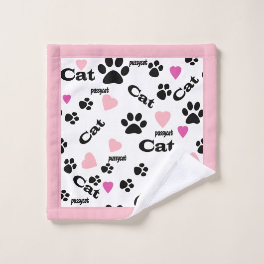 Kat voetafdrukken bad handdoek (Wasdoekje)