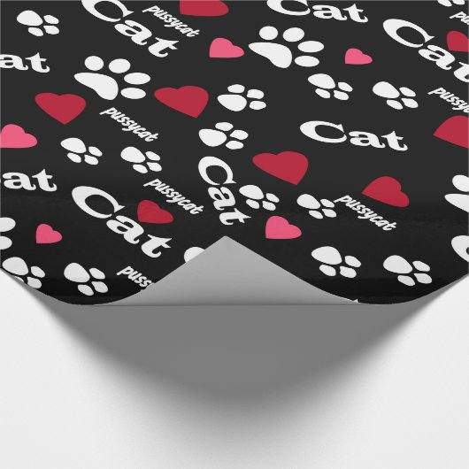 Kat voetafdrukken cadeaupapier (Hoek)