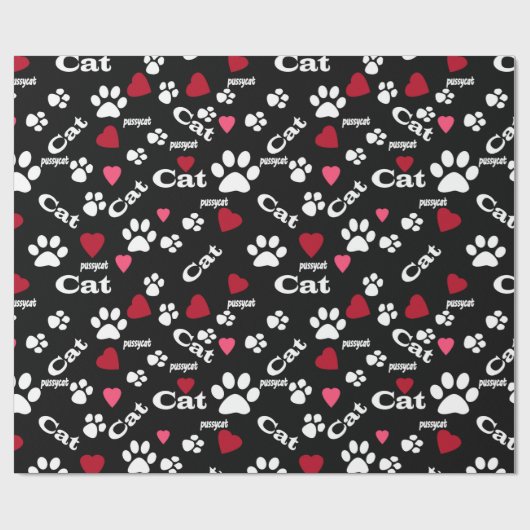 Kat voetafdrukken cadeaupapier (Vlak)