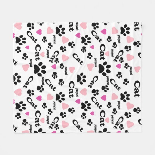 Kat voetafdrukken fleece deken (Voorkant (Horizontaal))