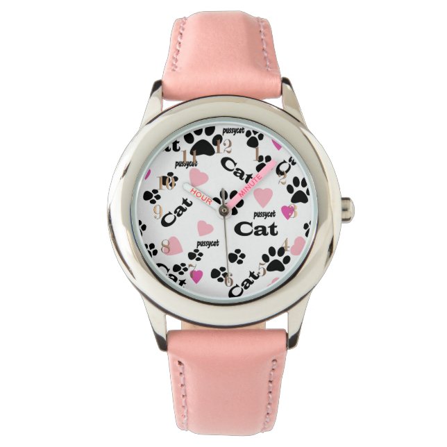 Kat voetafdrukken horloge (Voorkant)