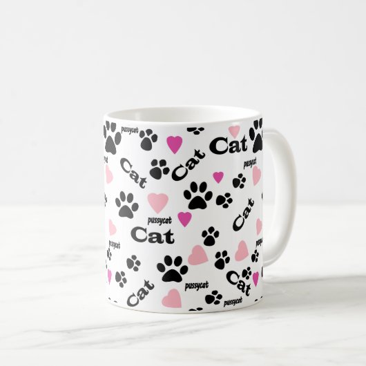 Kat voetafdrukken koffiemok (Voorkant rechts)