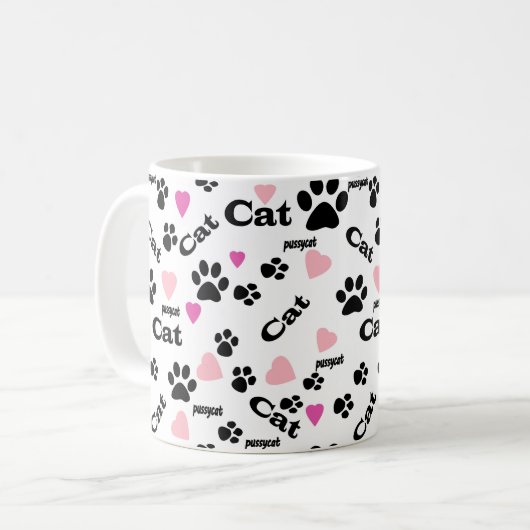 Kat voetafdrukken koffiemok (Voorkant links)