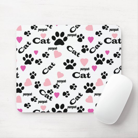 Kat voetafdrukken muismat (Met muis)