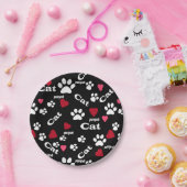 Kat voetafdrukken papieren bordje (Feest)