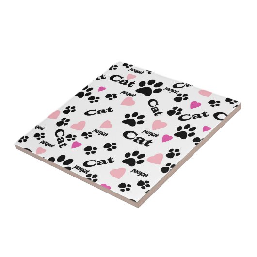 Kat voetafdrukken tegeltje (Zijkant)