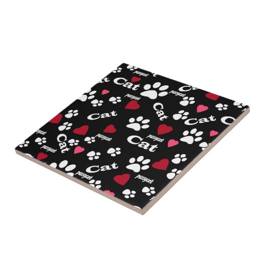 Kat voetafdrukken tegeltje (Zijkant)