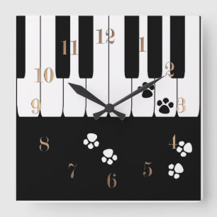 Kat voetafdrukken vierkante klok