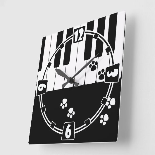 Kat voetafdrukken vierkante klok (Hoek)