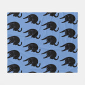 Kat Voices Black Cat Pattern Blue fleece deken (Voorkant (Horizontaal))