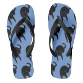 Kat Voices Black Cat Pattern Blue Teenslippers (Voetbed)