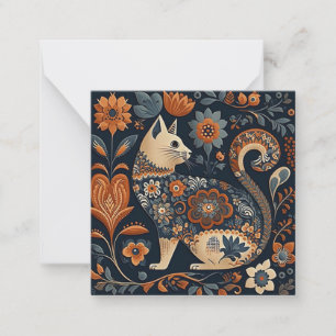 Kat volks kunst decoratie briefkaart