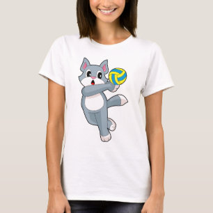 Kat Volleybalspeler Volleybal Sport T-shirt