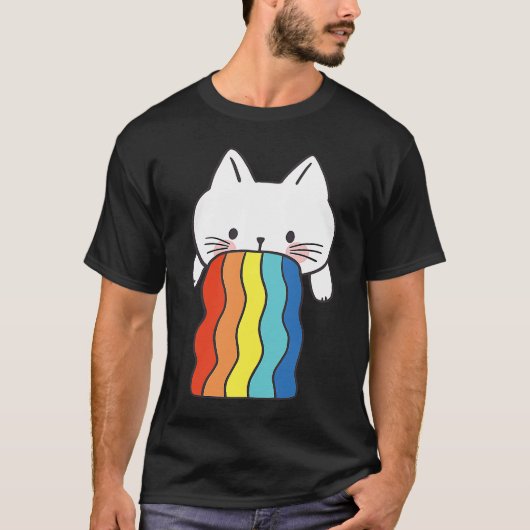 Kat Vomit Rainbow Cat Vomit kleurig T-shirt (Voorkant)