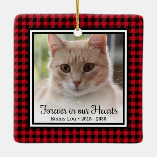 Kat 'Voor altijd in onze harten' Keramisch Ornament (Achterkant)