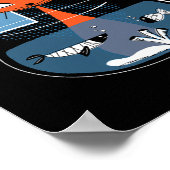 Kat voor atoomkatten met vis Bowl mid-eeuwse moder Poster (Hoek)