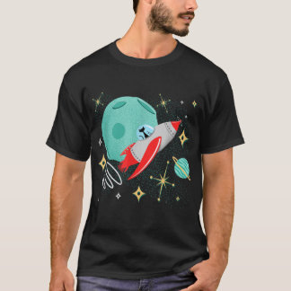 Kat voor atoomraketten Funny MidCentury Cat Futuri T-shirt